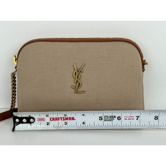 Saint Laurent Gaby Mini Crossbody Bag Brown Canvas (4) - Picture 12 of 16